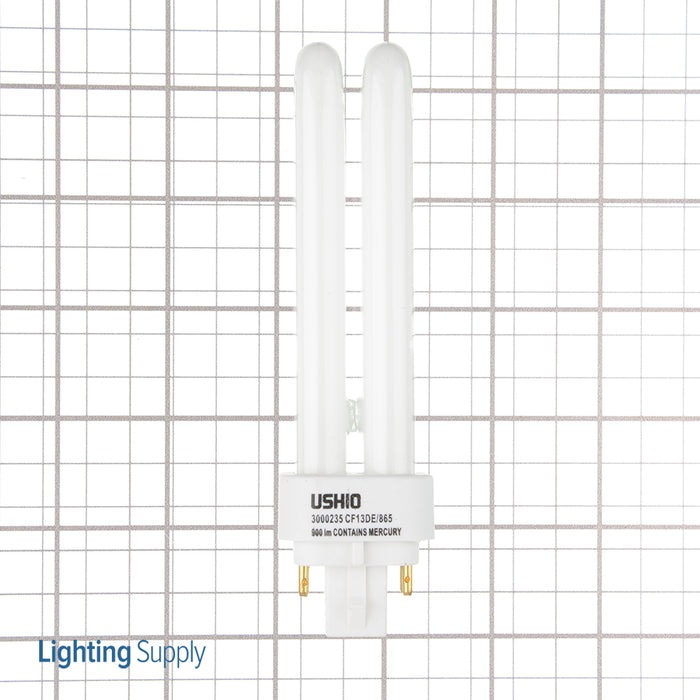 USHIO CF13DE/865 Double Tube Compact Fluorescent T4D 91V 13W G24Q-1 Base Inphos (3000235)