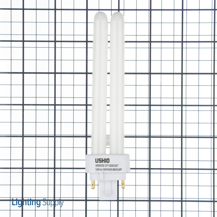 USHIO CF18DE/827 Double Tube Compact Fluorescent T4D 100V 18W G24Q-2 Base Inphos (3000056)