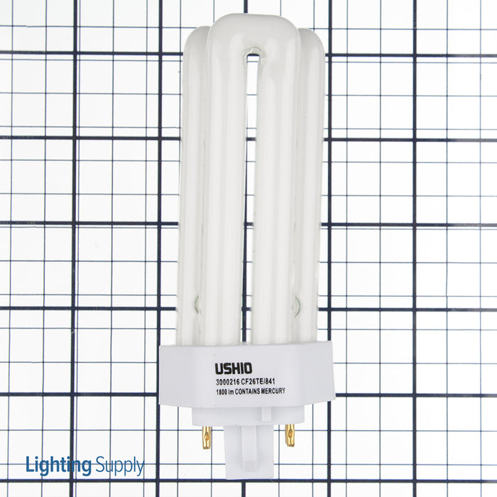 USHIO CF26TE/841 Triple Tube Compact Fluorescent 4100K 105V 1800Lm 85 CRI 4-Pin GX24Q-3 Plug-In Base Dimmable Bulb (3000216)