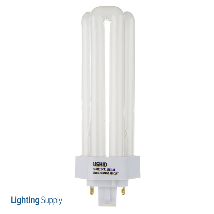 USHIO CF32TE/835 Triple Tube Compact Fluorescent 3500K 100V 2400Lm 85 CRI 4-Pin GX24Q-3 Plug-In Base Dimmable Bulb (3000221)