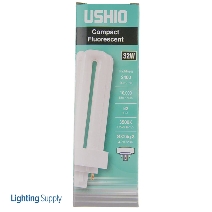 USHIO CF32TE/835 Triple Tube Compact Fluorescent 3500K 100V 2400Lm 85 CRI 4-Pin GX24Q-3 Plug-In Base Dimmable Bulb (3000221)