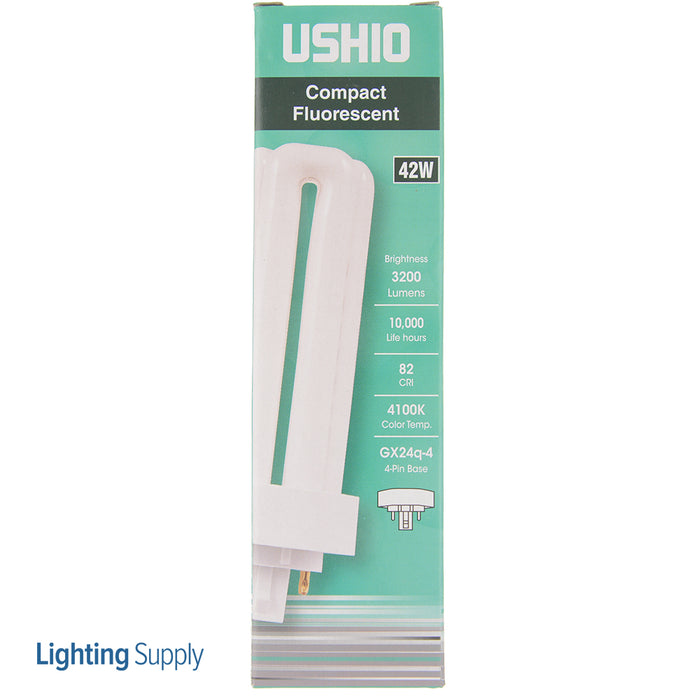 USHIO CF42TE/841 Triple Tube Compact Fluorescent 4100K 135V 3200Lm 85 CRI 4-Pin GX24Q-4 Plug-In Base Dimmable Bulb (3000224)