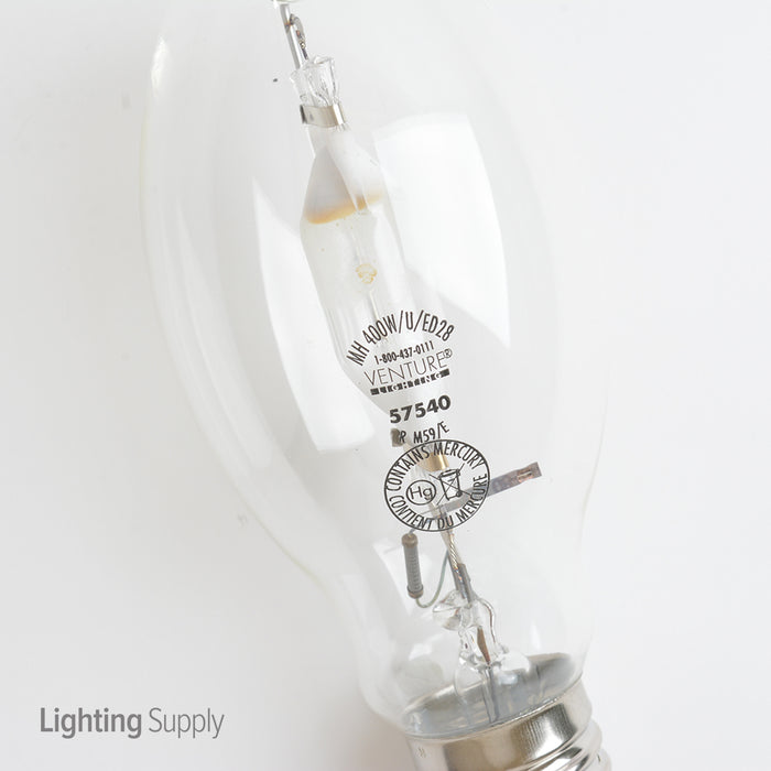 Venture MH 400W/U/ED28 400W ED28 Probe Start Metal Halide 4000K Mogul E39 Base Clear Reduced Outer Jacket Bulb M59/E (57540)