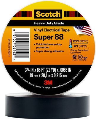 3M - 10349 Scotch Vinyl Electrical Tape Super 88 1-1/2 Inch X 36 Yard Black (7000031459)