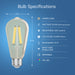 Feit Electric 5W [60W Equivalent] Amber 2100K Vintage ST19 Smart Wi-Fi LED Light Bulb (ST1960/FIL/AG)