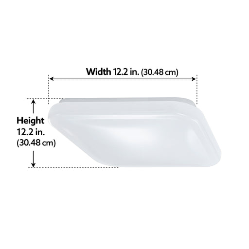 Feit Electric 12 Inch 22.5W 3-In-1 White CCT Selectable 3000K/4000K/5000K Square Puff LED Ceiling Fixture (PF12/SQ/4WY/WH)