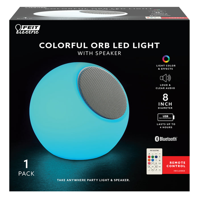 Feit Electric 8 Inch Rechargeable Color Changing LED ORB With Bluetooth Speaker (BTORB8RGBWBAT)