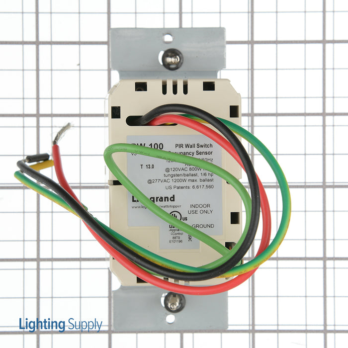 Wattstopper PIR Wall Mount Switch Occupancy Sensor 120/277V Light Almond (PW-100-LA)