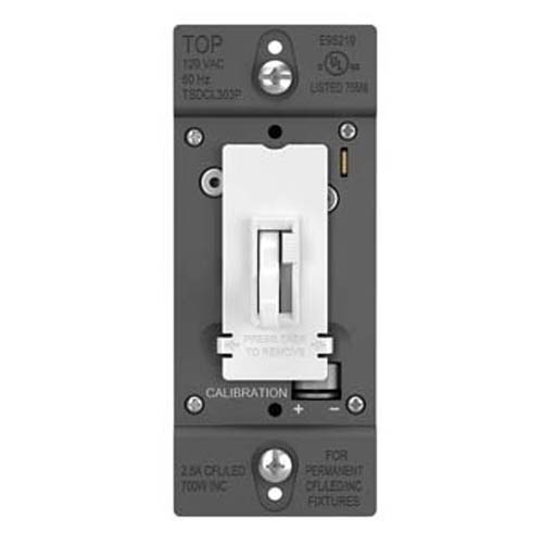 Wattstopper Tog Slide Dimmer Compact Fluorescent /LED/Incandescent Single-Pole 3-Way 300W Tri-Color (TSDCL303PTC)