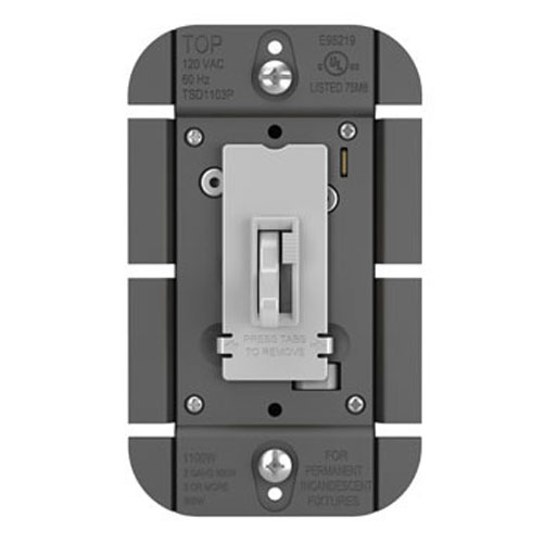 Wattstopper Toggle Slide Dimmer Incandescent Single-Pole 3-Way 1100W Gray (TSD1103PGRY)