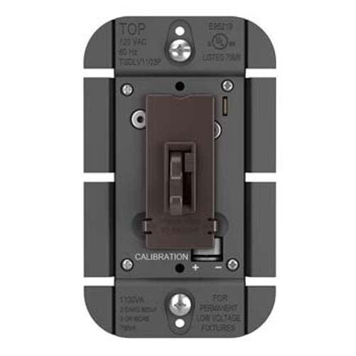 Wattstopper Toggle Slide Dimmer Low-Voltage Single-Pole 3-Way 1100Va Brown (TSDLV1103P)