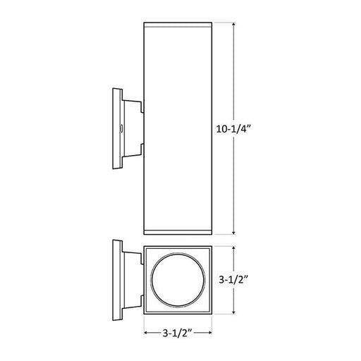 Westgate Manufacturing 4 Inch Square Up/Down Wall Mount Cylinder 2X12W 3000K/4000K/5000K Dimmable Black (WMCS-UDL-MCT-BK-DT)