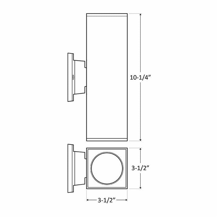 Westgate Manufacturing 4 Inch Square Up/Down Wall Mount Cylinder 2X12W 3000K/4000K/5000K Dimmable Black (WMCS-UDL-MCT-BK-DT)