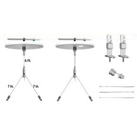 Westgate Manufacturing Adjustable 6 Foot 1/16 Inch Single Suspension Canopy Set With Y Double Keyhole End Connectors Power Side-SJTW 18/5 White Cord (SCL-CSY1P-6FT)