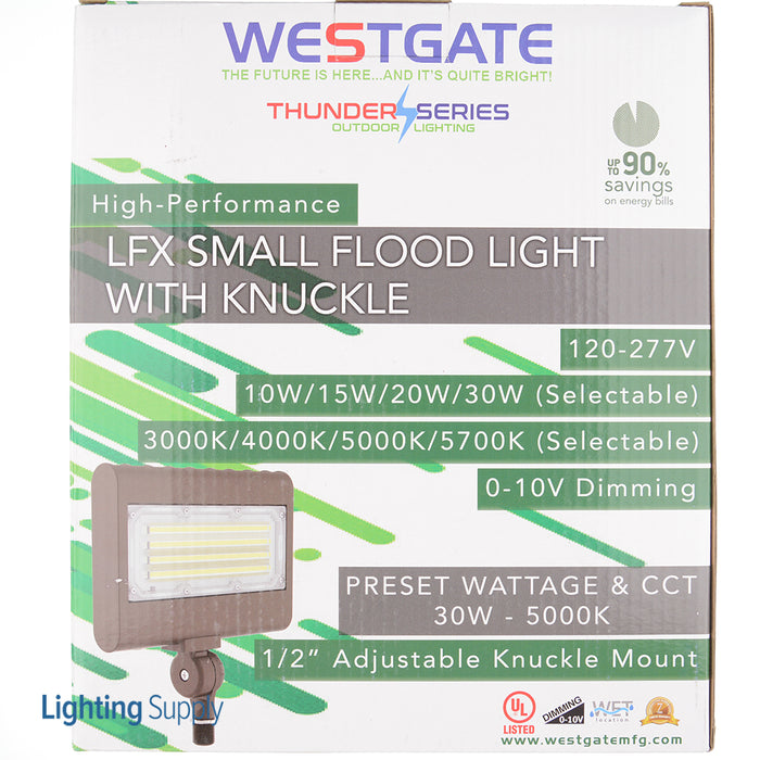 Westgate Manufacturing LED Flood/Area Light 120-277V CCT Selectable 3000K/4000K/5000K/5700K (LFX-SM-10-30W-MCTP-KN)