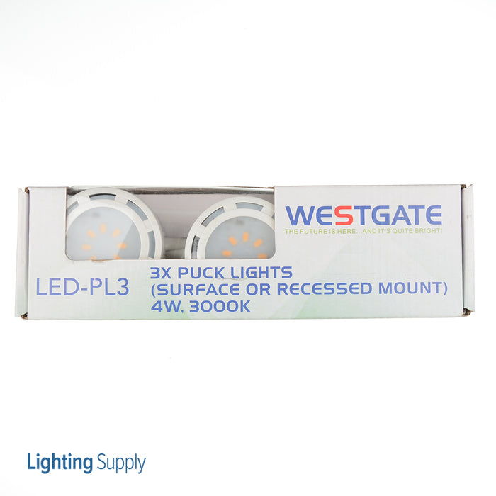 Westgate Manufacturing LED 3-Pack Puck Lights 120V Internal Driver 3000K (LED-PL3WHT)