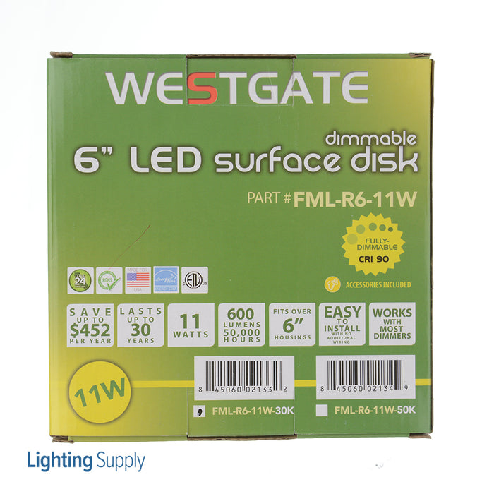 Westgate Manufacturing LED Flush Mount Surface Fixtures 120V 3000K (FML-R6-11W-30K)