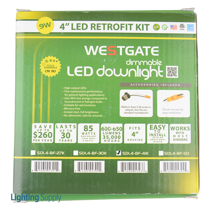 Westgate Manufacturing LED Square Trim 4 Inch 5/6 Inch 4100K (SDL4-BF-41K)