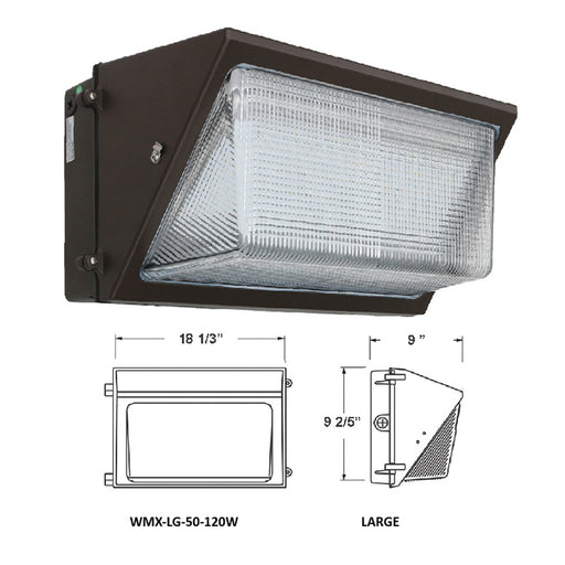 Westgate Manufacturing Non-Cutoff Wall Pack 5000K 80 CRI 120-277V (WMX-LG-50-120W-50K)