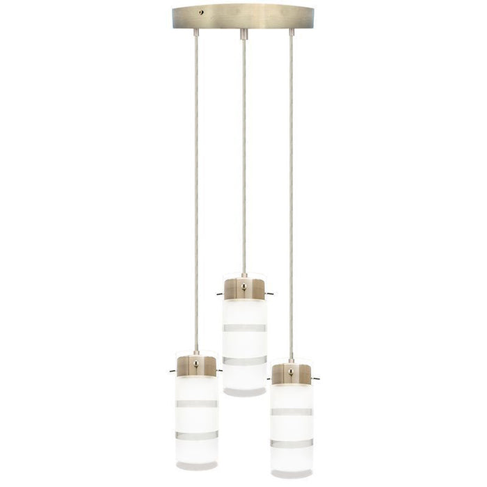 Westgate Manufacturing Triple Pendant Integrated LED Frosted Etched Glass Shades Round Configuration 36W 2430Lm 5 CCT 2700K/3000K/3500K/4000K/5000K Brushed Nickel (LCFB-3LR-MCT5)