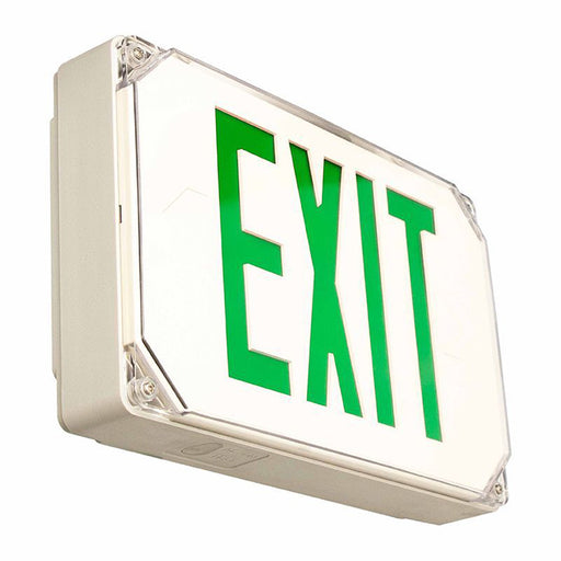 Westgate Manufacturing Wet Location LED Exit Sign Universal Single/Double Face Green Gray Housing 120/277V (XT-WP-GG-EM)