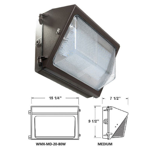 Westgate Manufacturing X-Gen None Cut-Off Glass Wall Pack Medium Housing Adjustable 20W-80W 3000K 120-277V 0-10V Dimming (WMX-MD-20-80W-30K)