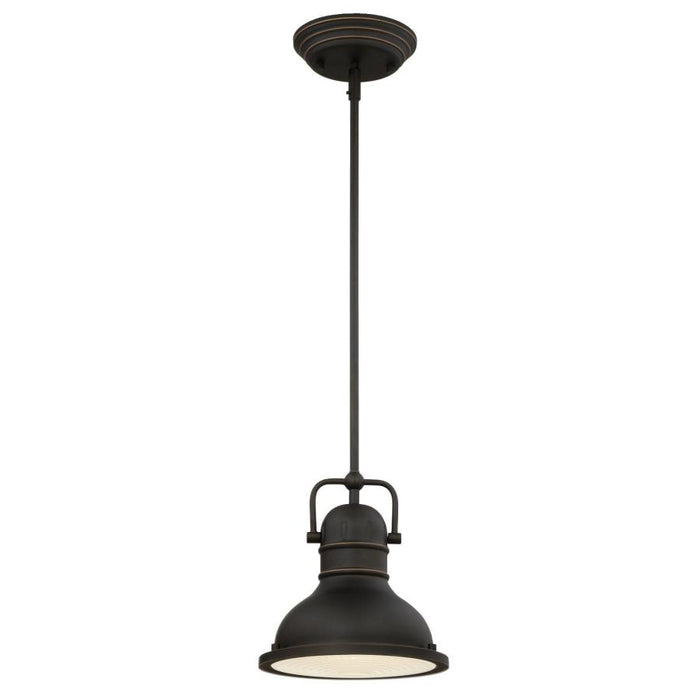 Westinghouse 1 Light LED Mini Pendant Oil Rubbed Bronze Finish With Highlights And Prismatic Lens (63082A)