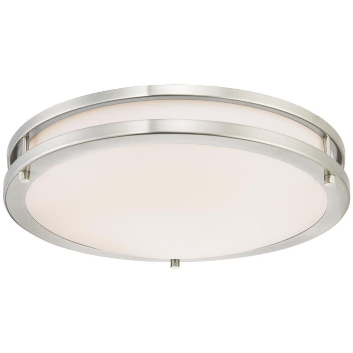 Westinghouse 15 3/4 Inch LED Flush Brushed Nickel Finish With White Acrylic Shade Dimmable (6401200)