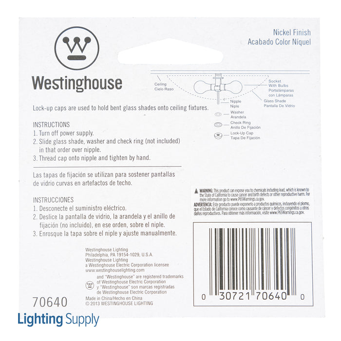 Westinghouse 2 Lock-Up Caps Nickel Finish (7064000)
