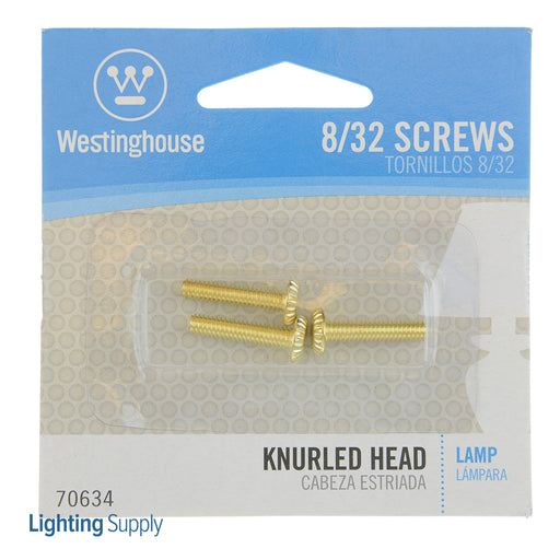 Westinghouse 3 Knurled Head Steel Screws Brass-Plated 3/4 Inch Long (7063400)