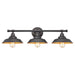 Westinghouse 3 Light Wall Mount Fixture Oil Rubbed Bronze Finish With Highlights And Metallic Bronze Interior (6344900)