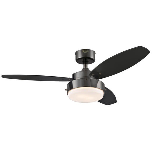 Westinghouse 42 Inch Gun Metal Finish Fan With Reversible Blades 3000K (Black/Graphite) And Opal Frosted Glass 3000K (7221500)