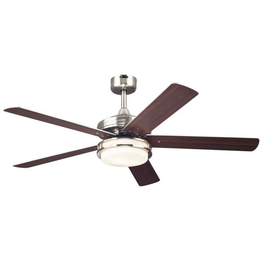 Westinghouse 52 Inch Brushed Nickel Finish Fan With Reversible Blades (Weathered Maple/Beech) With Light Kit With Opal Frosted Glass (7209100)