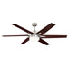 Westinghouse 60 Inch Brushed Nickel Finish Fan With Reversible Blades (Rosewood/Light Maple) With Light Kit With Opal Frosted Glass (7207700)