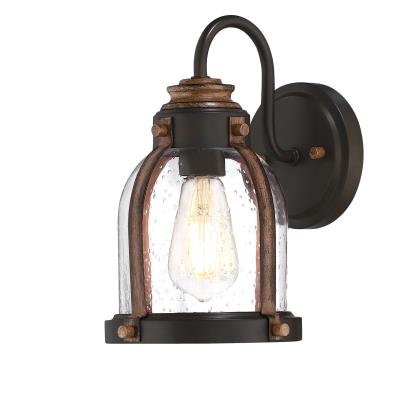 Westinghouse Cindy 1-Light Indoor Wall Fixture Oil Rubbed Bronze Finish With Barnwood Accents And Clear Seeded Glass (6118100)