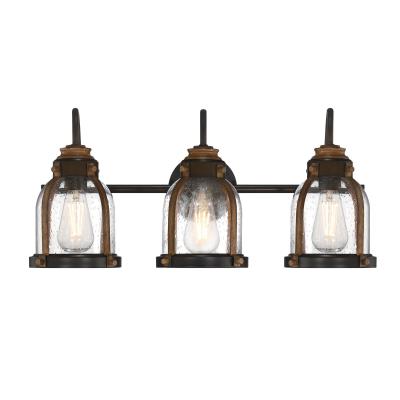 Westinghouse Cindy 3-Light Indoor Wall Fixture Oil Rubbed Bronze Finish With Barnwood Accents And Clear Seeded Glass (6118200)