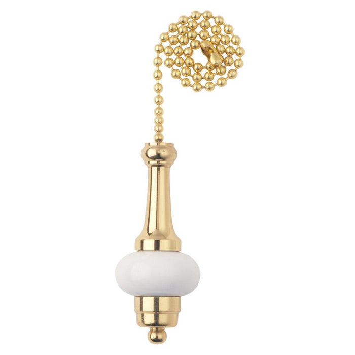 Westinghouse Polished Brass Finish And Ceramic White Accent Pull Chain (7709500)