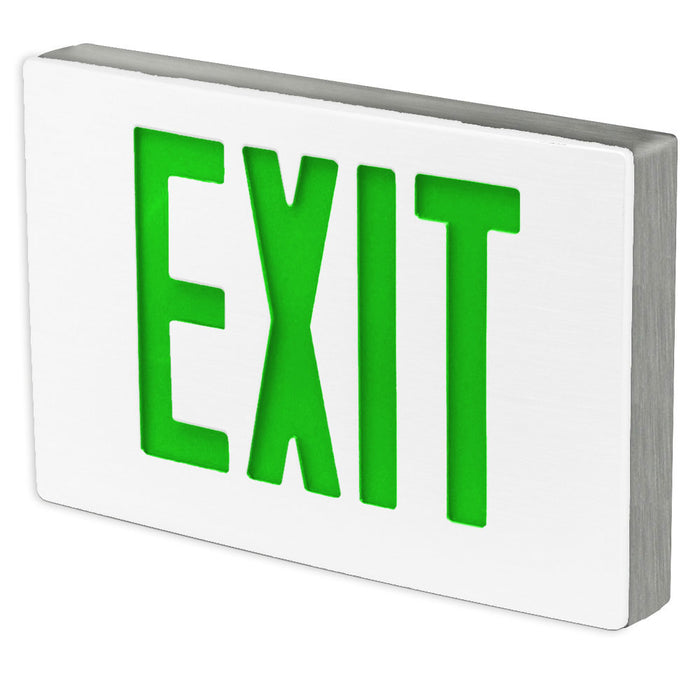 Best Lighting Products Die-Cast Aluminum Exit Sign Single Face Green Letters Aluminum Housing White Face Panel AC Only No Self-Diagnostics Dual Circuit With 277V Input No (KXTEU1GAW2C-277)