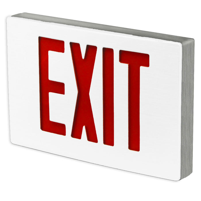 Best Lighting Products Die-Cast Aluminum Exit Sign Single Face Red Letters Aluminum Housing White Face Panel AC Only No Self-Diagnostics Dual Circuit With 120V Input No (KXTEU1RAW2C-120)