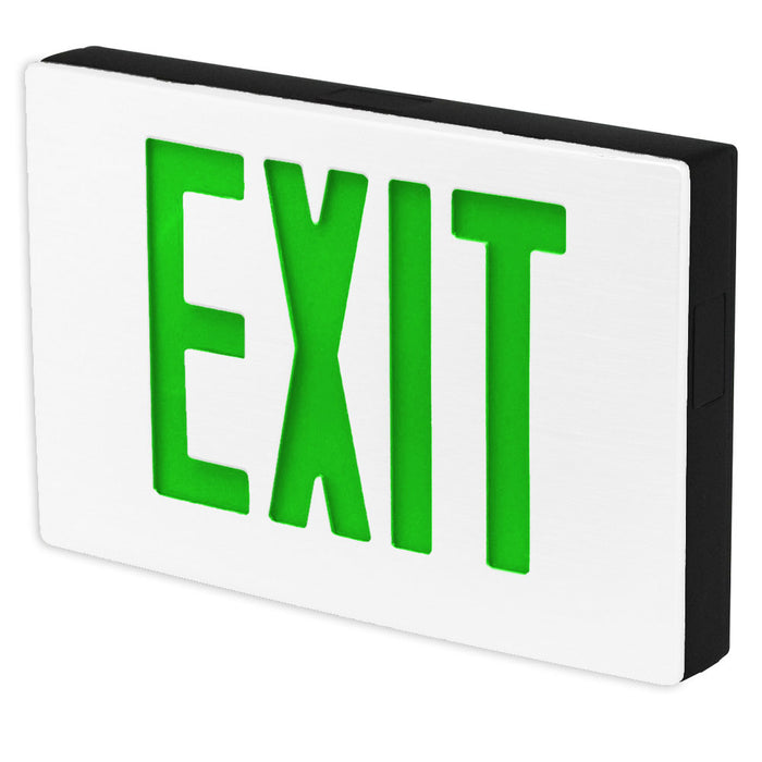 Best Lighting Products Die-Cast Aluminum Exit Sign Double Face Green Letters Black Housing White Face Panel AC Only No Self-Diagnostics Dual Circuit With 277V Input (KXTEU2GBW2C-277-TP)