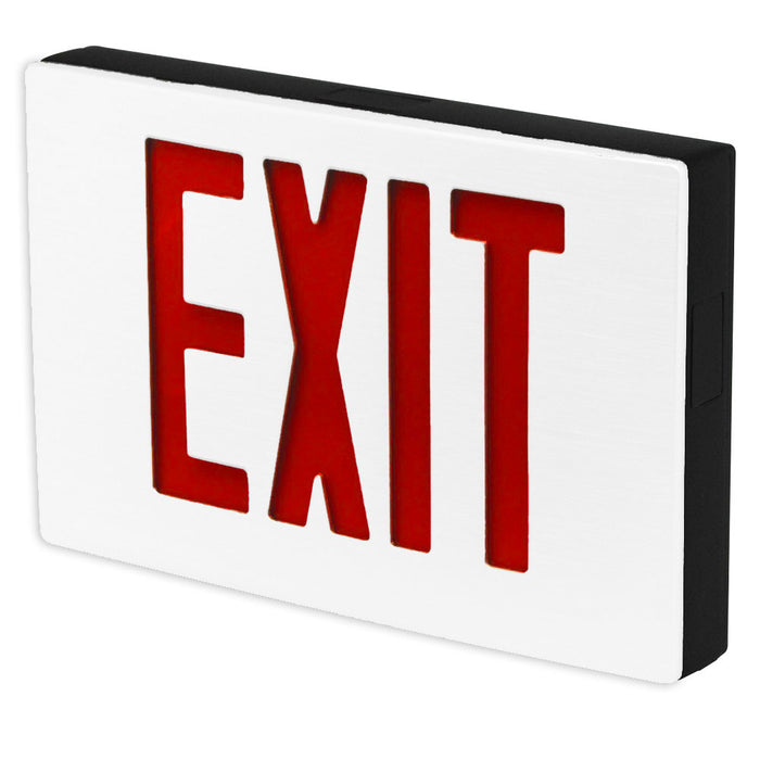 Best Lighting Products Die-Cast Aluminum Exit Sign Double Face Red Letters Black Housing White Face Panel AC Only No Self-Diagnostics Dual Circuit With 277V Input (KXTEU2RBW2C-277-TP-USA)