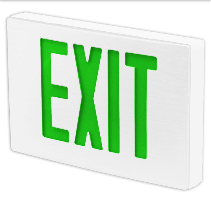 Best Lighting Products Die-Cast Aluminum Exit Sign Single Face Green Letters White Housing White Face Panel AC Only No Self-Diagnostics Dual Circuit With 120V Input No (KXTEU1GWW2C-120-USA)
