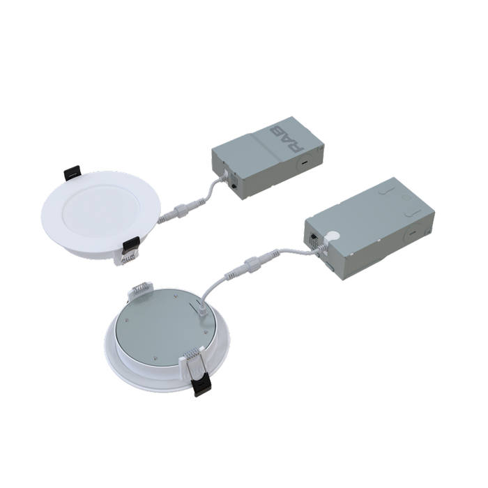 RAB 4 Inch Back-Lit LED Slim Wafer Recessed Downlight With Remote Driver 9W 600Lm CCT Selectable 2700K/3000K/3500K/4000K/5000K 90 CRI Smooth White Trim (WFR17-4)