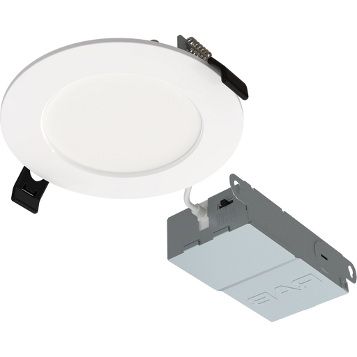 RAB 4 Inch Edge-Lit Wafer34 LED Recessed Downlight 9W CCT Selectable 2700K/3000K/3500K/4000K/5000K Triac Dimming White Smooth Trim (WFR34-4)
