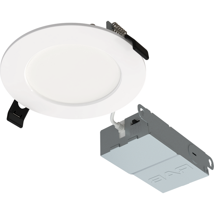 RAB 4 Inch Edge-Lit Wafer34 LED Recessed Downlight 9W CCT Selectable 2700K/3000K/3500K/4000K/5000K Triac Dimming White Smooth Trim (WFR34-4)