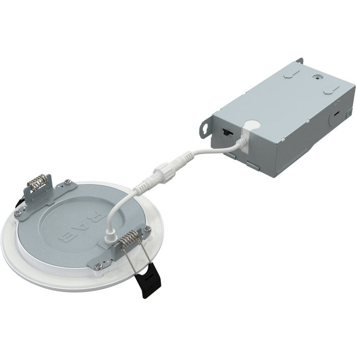 RAB 4 Inch Edge-Lit Wafer34 LED Recessed Downlight 9W CCT Selectable 2700K/3000K/3500K/4000K/5000K Triac Dimming White Smooth Trim (WFR34-4)
