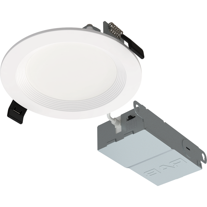 RAB 4 Inch Edge-Lit Wafer34 LED Recessed Downlight 9W CCT Selectable 2700K/3000K/3500K/4000K/5000K Triac Dimming White Baffle Trim (WFR34-4B)