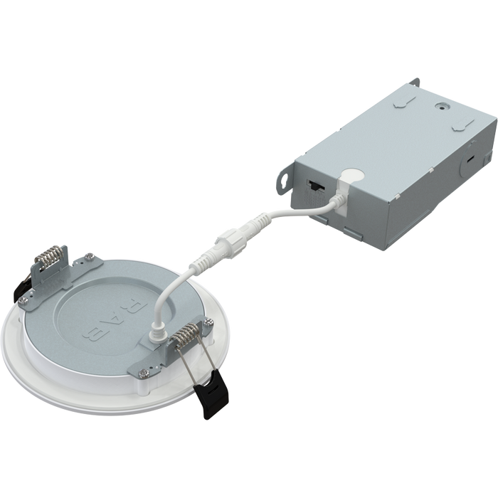 RAB 4 Inch Edge-Lit Wafer34 LED Recessed Downlight 9W CCT Selectable 2700K/3000K/3500K/4000K/5000K Triac Dimming White Baffle Trim (WFR34-4B)