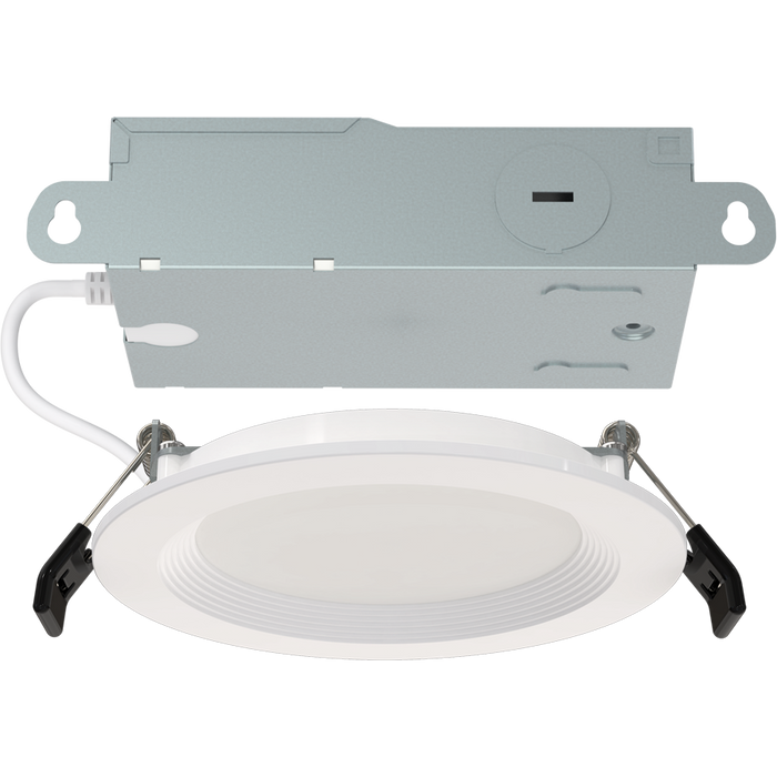RAB 4 Inch Edge-Lit Wafer34 LED Recessed Downlight 9W CCT Selectable 2700K/3000K/3500K/4000K/5000K Triac Dimming White Baffle Trim (WFR34-4B)