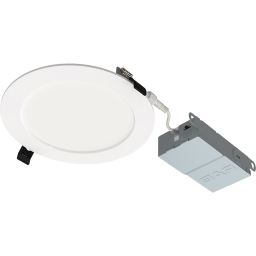 RAB 6 Inch Edge-Lit Wafer34 LED Recessed Downlight 13W CCT Selectable 2700K/3000K/3500K/4000K/5000K Triac Dimming White Smooth Trim (WFR34-6)